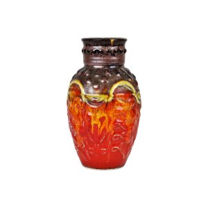 Vintage Fat Lava Vaas West Germany Bay Rood Oranje 17cm Gevlamde Fat Lava Vaas West Germany Bay Rood Oranje 98-17