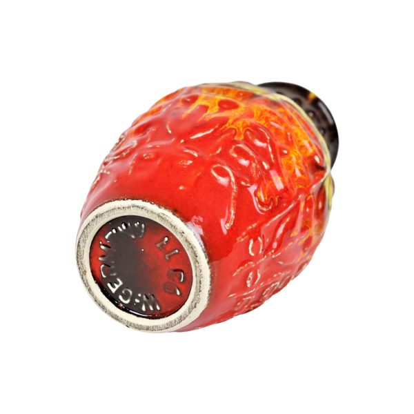 Vintage Fat Lava Vaas West Germany Bay Rood Oranje 17cm Gevlamde Fat Lava Vaas West Germany Bay Rood Oranje 98-17