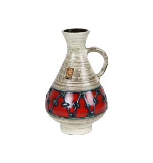Vaas Klein West Germany Dumbler Breiden Rood Beige 21cm