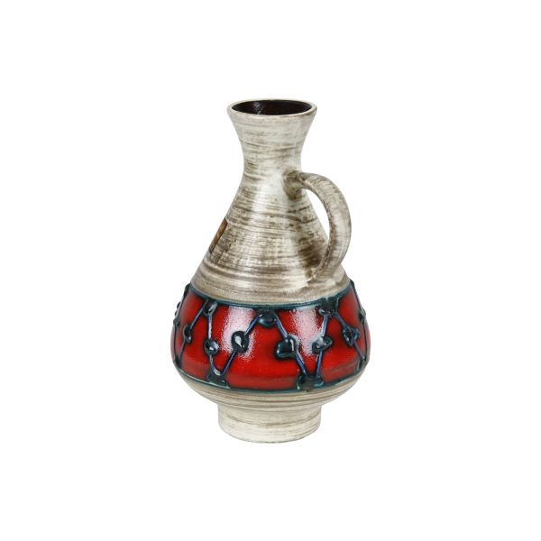 Vaas Klein West Germany Dumbler Breiden Rood Beige 21cm