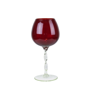 Groot Vintage Rood Glas Brandy Glass Beker Mond Geblazen Italy 33cm Groot Vintage Rood Glas Brandy Glass Beker Mond Geblazen Italy 33cm