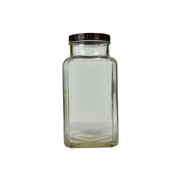 Oude Glazen Snoeppot Voorraadpot Confiserie Deksel Bruin Bakeliet 27cm