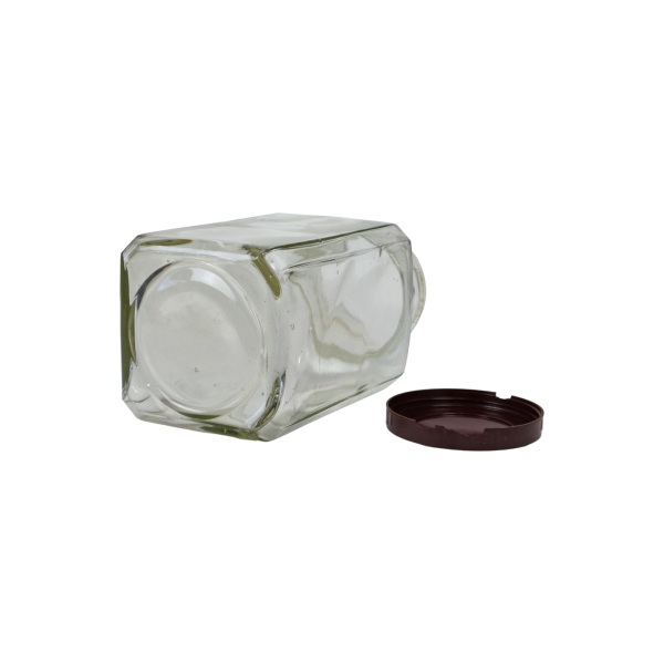 Oude Glazen Snoeppot Voorraadpot Confiserie Deksel Bruin Bakeliet 27cm