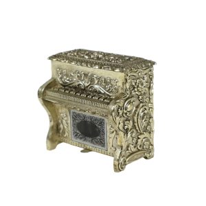Sankyo Piano Muziekdoos Juwelen Sierraden Zilverkleurig Metaal Fluweel