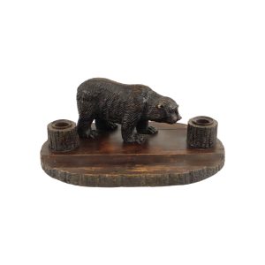 Grote Antieke Zwarte Woud Beer Pennenhouder Inktpot Schwarzwald 40cm