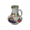 Blauwe Oranje Vintage Vaas West Germany Üebelacker Keramik 1808-20