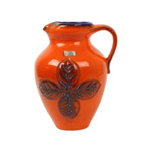 Vintage Oranje en Blauwe Geglazuurde West Germany Vaas Carstens 116-2L