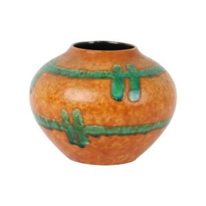 Oranje en Turquoise Vaas Jasba Keramik West Germany Aardewerk 111-12