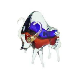 Mid Century Murano Glazen Stier Sculptuur Beeld Somerso Glaskunst