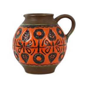 Zeldzame Oranje Bolle Vaas West Germany Aardewerk Wekara 1850-18