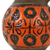 Zeldzame Oranje Bolle Vaas West Germany Aardewerk Wekara 1850-18