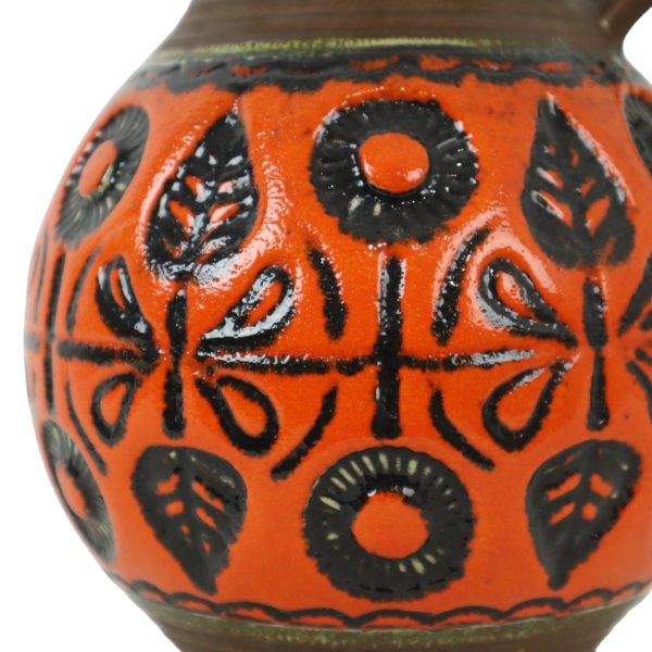 Zeldzame Oranje Bolle Vaas West Germany Aardewerk Wekara 1850-18
