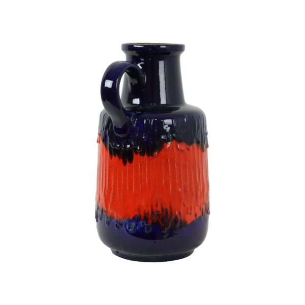 Vintage West Germany Aardewerk Scheurich Blauw Oranje Fat Lava 408-40