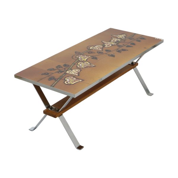 Vintage Keramische Salontafel Tegeltafel Adri Belarti Seventies Design 109cm