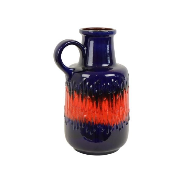 Vintage West Germany Aardewerk Scheurich Blauw Oranje Fat Lava 408-40