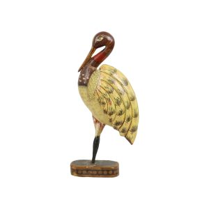 Massief Houten Tropische Vogel Beeld Sculptuur Handbeschilderd 42cm