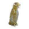 Vintage Italiaans Luipaard Beeld XL Sculptuur Geglazuurd Steengoed