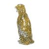 Vintage Italiaans Luipaard Beeld XL Sculptuur Geglazuurd Steengoed