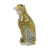 Vintage Italiaans Luipaard Beeld XL Sculptuur Geglazuurd Steengoed