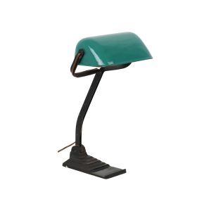 Art Deco Bureaulamp Notarislamp Erpe Model 52 Smeedijzer Groene Emaille Kap