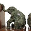Vintage Koppel Boekensteunen Olifant Gepatineerd Brons Hout Leder