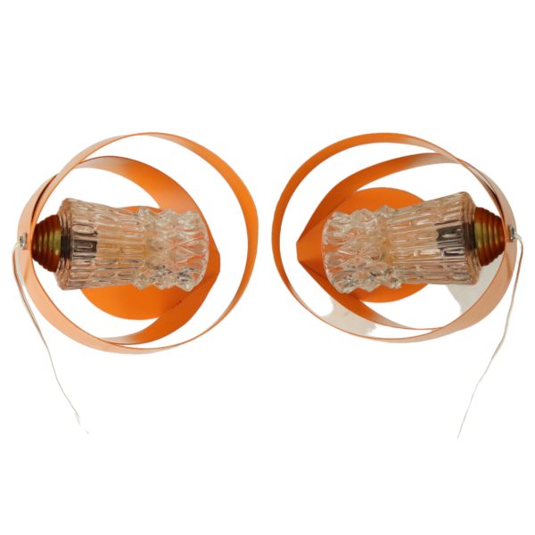 Abstracte Oranje Tafellampen Set van 2 Gevormd Metaal Sixties Abstracte Oranje Tafellampen Set van 2 Gevormd Metaal Sixties