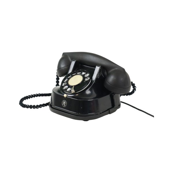 Vintage Zwarte Telefoon Draaischijf Kiesschijf ATEA Bakeliet 1960