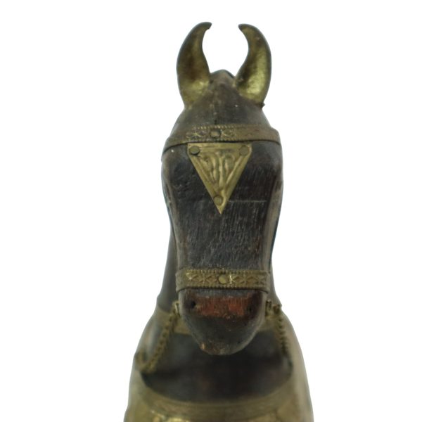 Vintage Houten Marwari Paard Koper Messing Beeld Sculptuur 27cm