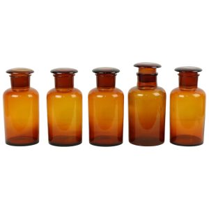 Grote Oude Apotheker Medische Flessen Potten Set Bruin Amber Glas