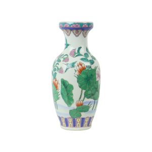 Vintage Chinese Vaas Waterlelies Geëmailleerd Porselein 32cm