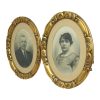 Koppel Antieke Portretten Ovale Lijsten Bladgoud ca 1900