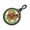 Vintage Onderzetter Gietijzer Messing Gekleurd Glas Kersen