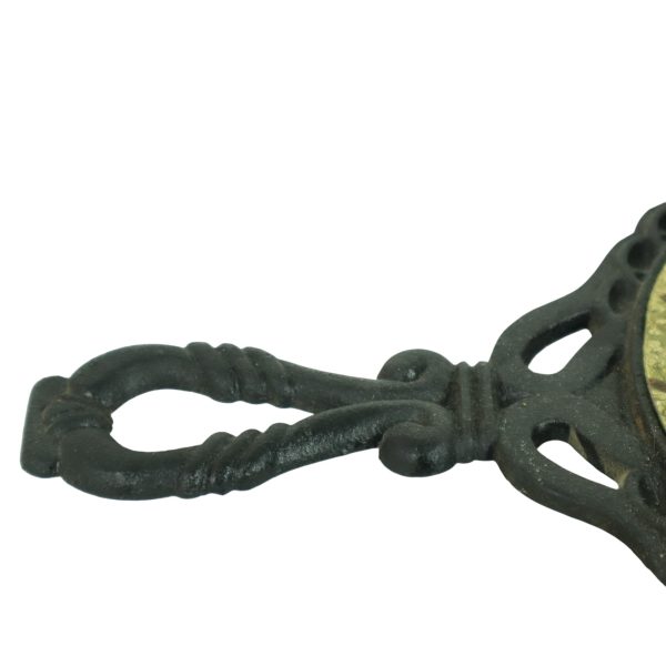 Vintage Onderzetter Gietijzer Messing Gekleurd Glas Kersen