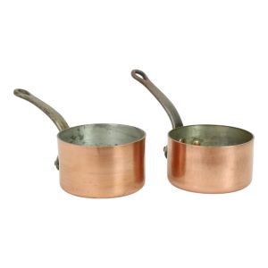 Set van 2 Decoratieve Steelpannen Koper Staal Frankrijk