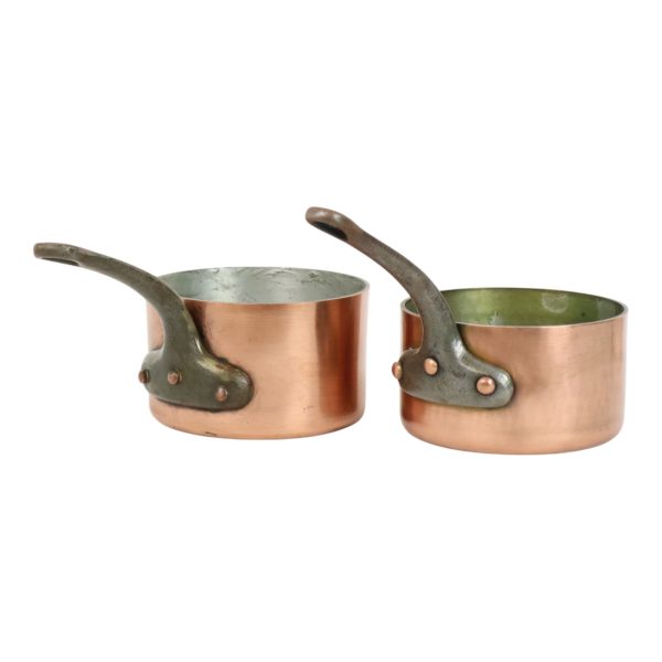 Set van 2 Decoratieve Steelpannen Koper Staal Frankrijk
