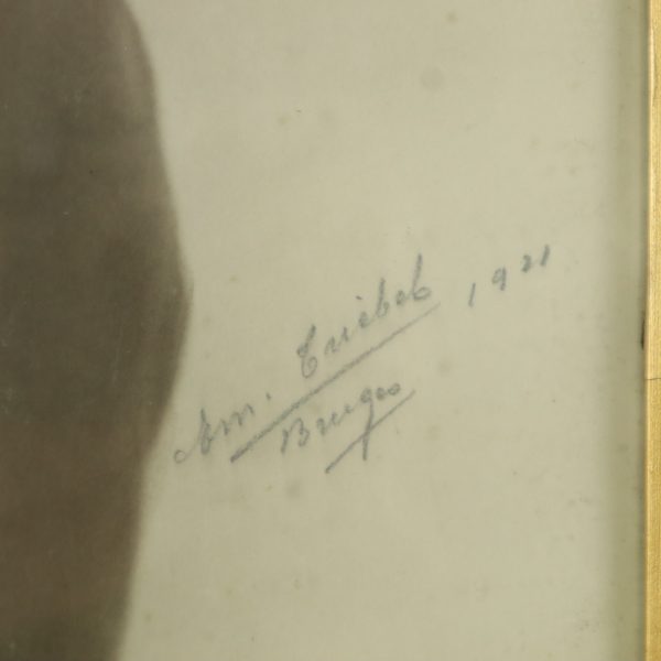 Grote Oude Foto Portret Oude Man Gouden Lijst Hars Brugge 1921