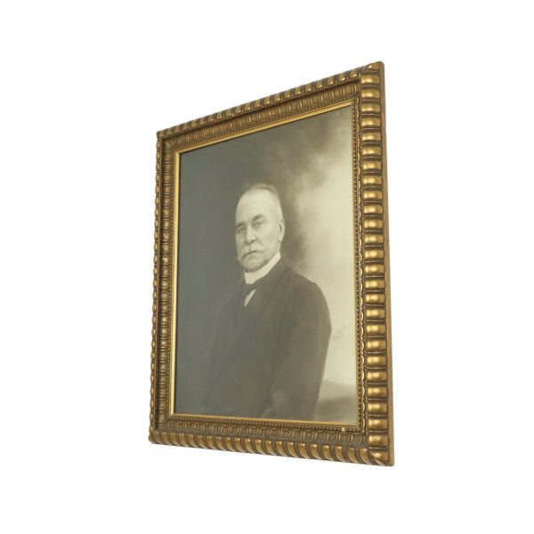 Grote Oude Foto Portret Oude Man Gouden Lijst Hars Brugge 1921