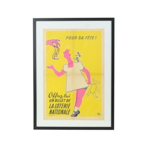 Vintage Ingelijste Poster Loterie Nationale France Fifties Reclame M. Pineau