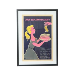 Vintage Ingelijste Poster Loterie Nationale France Fifties Reclame M. Pineau