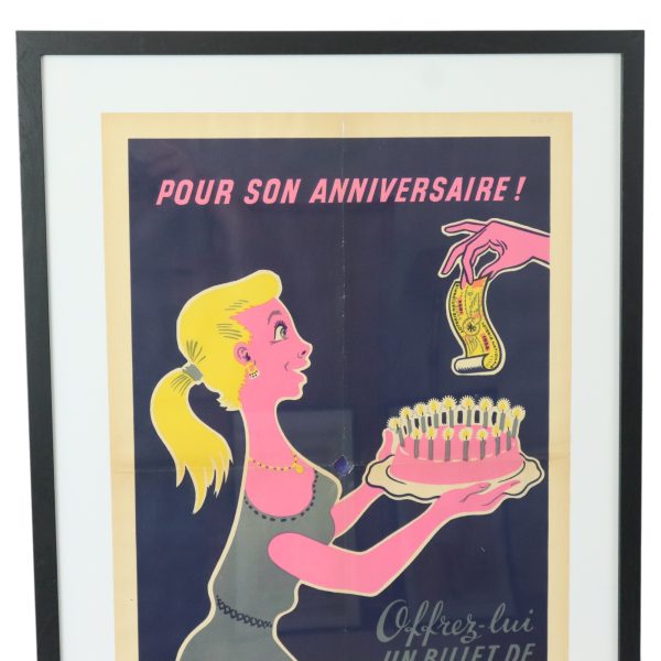 Vintage Ingelijste Poster Loterie Nationale France Fifties Reclame M. Pineau