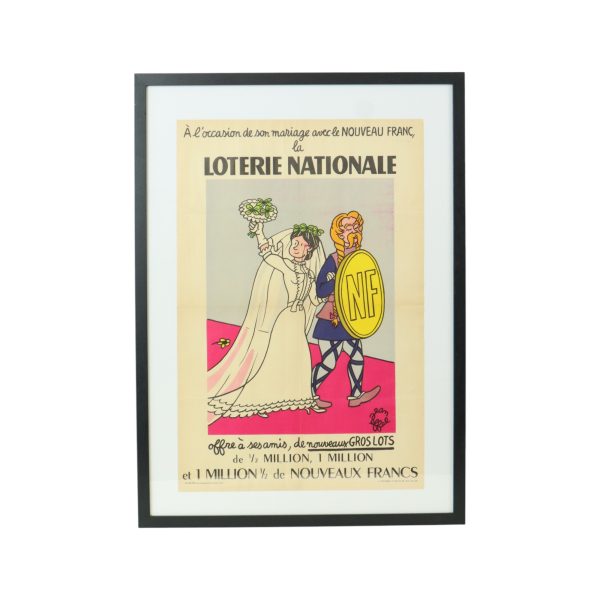 Vintage Ingelijste Poster Loterie Nationale France Fifties Reclame Jean Effel