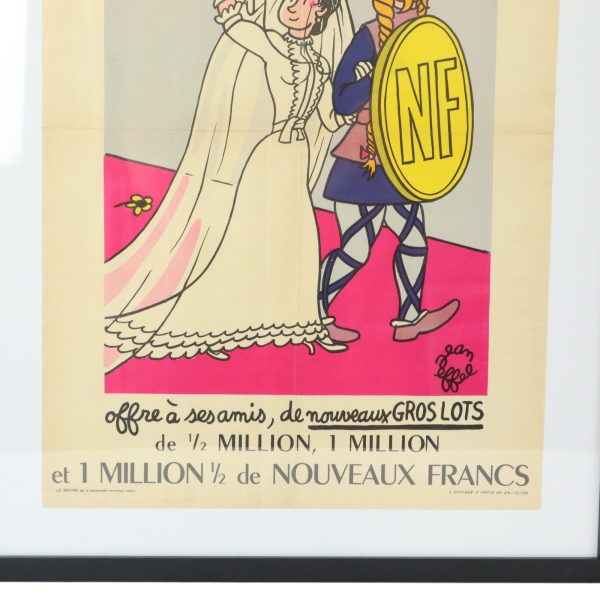 Vintage Ingelijste Poster Loterie Nationale France Fifties Reclame Jean Effel