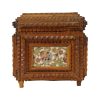 Oude Houten Tramp Art Doos Juwelenkist Trinket Volkskunst