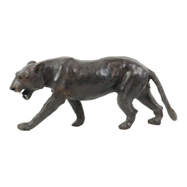 Mid Century Lederen Panter Beeld Liberty of London 43cm