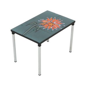 Kleine Keramische Tegeltafel Chroom Adri Belarti Oranje Bloem 47cm