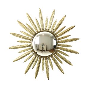 Mid Century Verkoperd Metalen Zonnespiegel Deknudt Convex 55cm