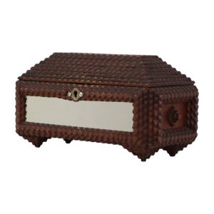 Antieke Tramp Art Doos met Spiegels Folk Art Verzamelobject
