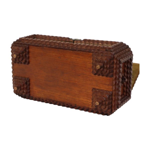 Antieke Tramp Art Doos met Spiegels Folk Art Verzamelobject