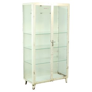 Oude Metalen Apothekerskast Medicijnkast Glas Industrieel 1960s