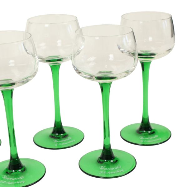 Set Van 6 Vintage Luminarc Vins Moselle Wijnglazen Groen Set Van 6 Vintage Luminarc Vins Moselle Wijnglazen Groen